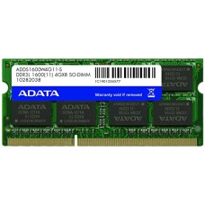 Memoria RAM ADATA PC3L 12800, 4 GB, DDR3L, 1600 MHz, 204-pin SO-DIMM, Portátil